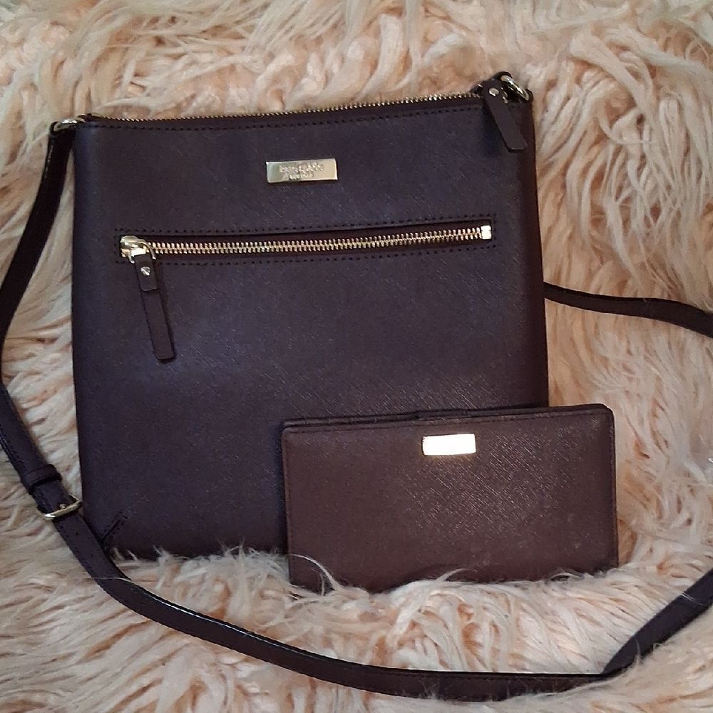 SALE! Kate Spade Dark Brown Crossbody Bag and Wallet Set